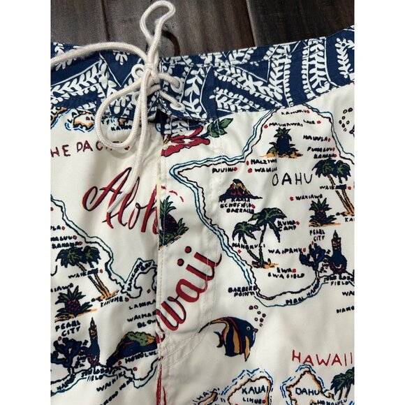 Vintage Nautica Mens Hawaiian Islands Print Swim Trunks Drawstring Waist Size 36 - Picture 4 of 7